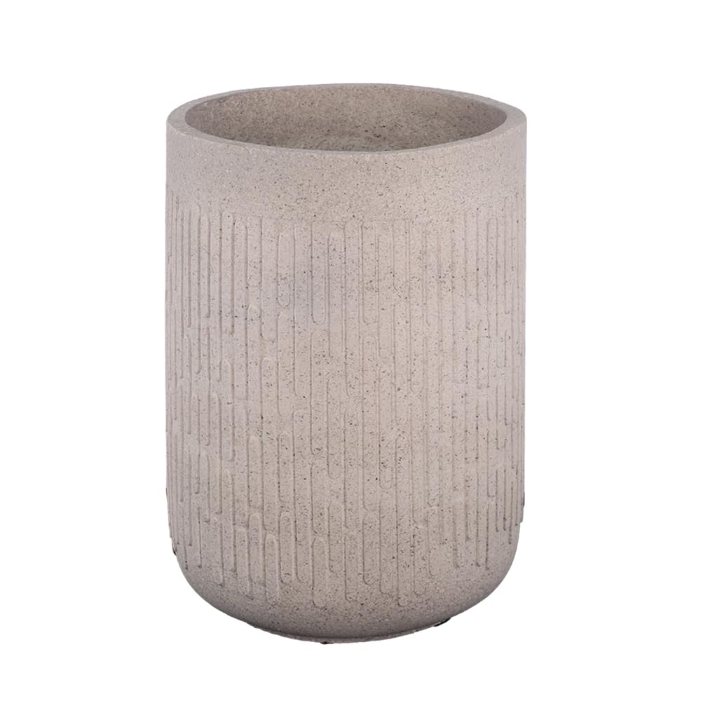 Yatai Decor Concrete Vase, Cylinder Shape Modern Plant Pot with Drainage Hole, Stylish Textured Design Floor Vase for Flowers, Flower Pots for Indoor Plants & Outdoor Plants, Ideal for Home Office (L)