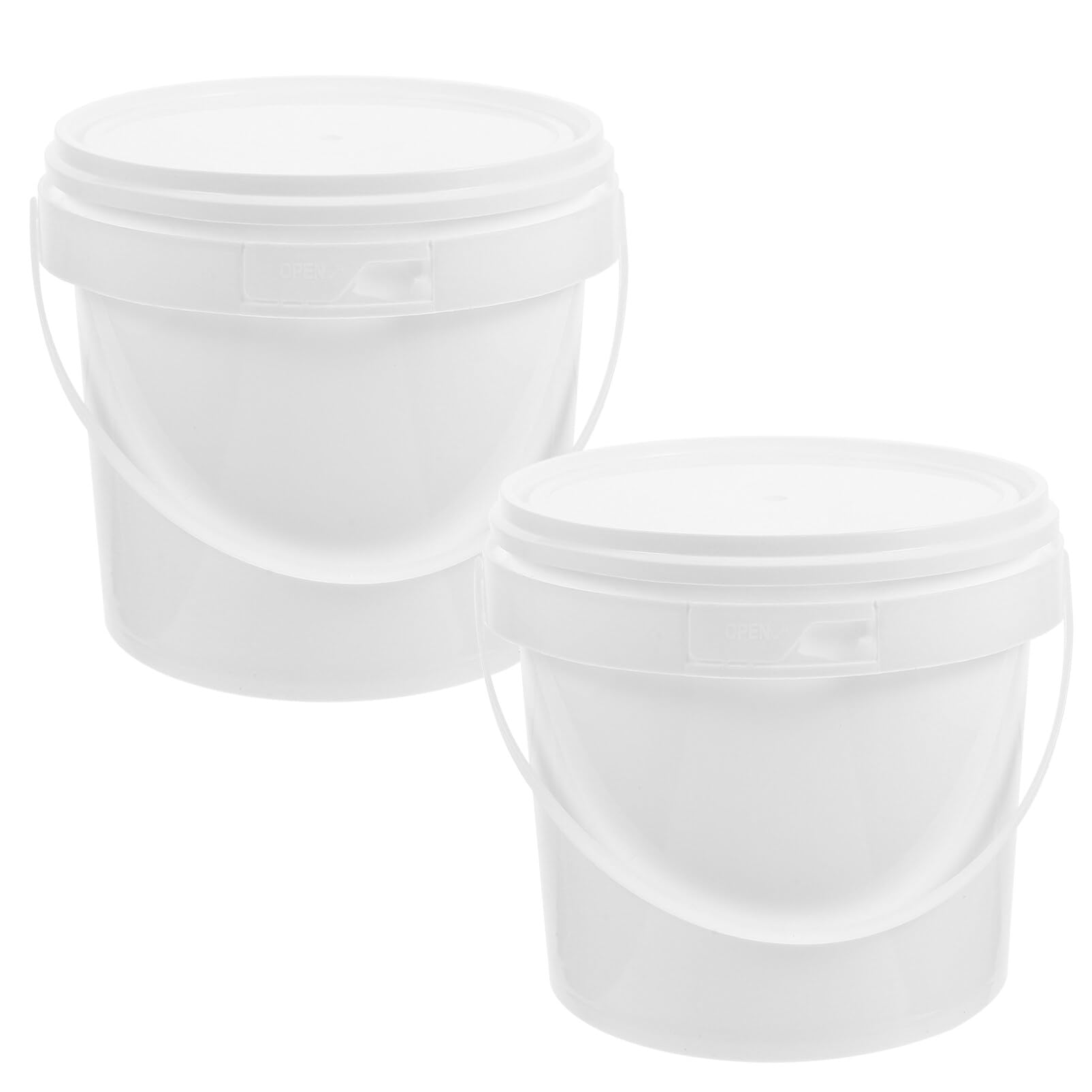 HEMOTON White Plastic Pail 2pcs White Plastic Bucket with Handle Lid 2L Industrial Paint Pail Container Bucket Pigment Buckets Empty Paint Can for Storage Fish Water