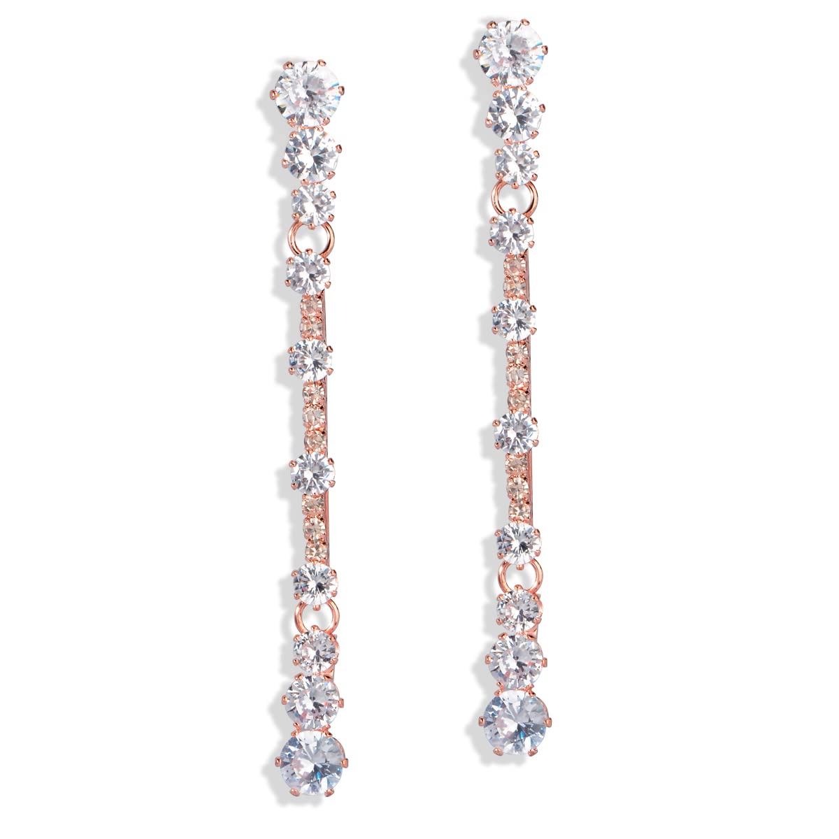 CZ Linear Earrings for Women - Long Cubic Zirconia Crystal Rhinestone CZ Bar Strand Earrings Bridal Thread Earring for Wedding Bride Bridesmaids Party Prom Dance Girls