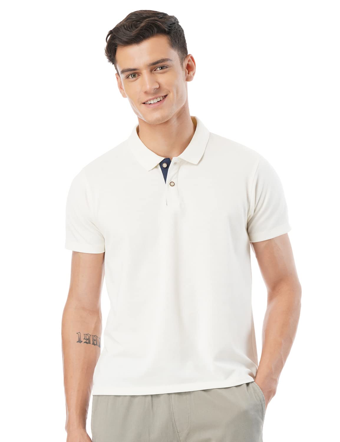 FYLTRMen's Casual Polo Regular Fit T-Shirt with Contrast Placket