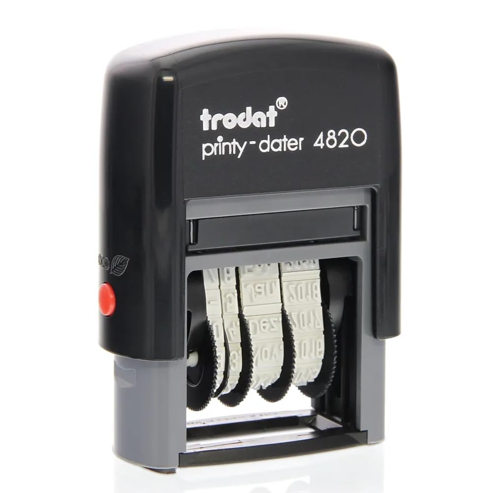 Trodat Date Stamp Printy 4820 Self-Inking, Months in Letters, Characters 4mm, Imprint Black, 89x68x28 mm, 055581