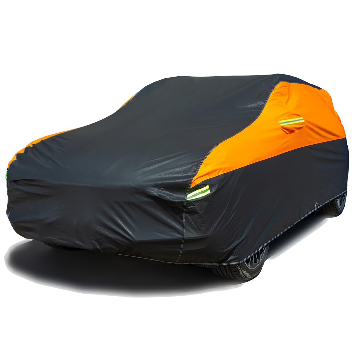 AUQDD 6-Layers PEVA New Material Sedan SUV Full Padded Car Cover Waterproof All Weather Weatherproof UV Sun Protection Snow Dust Storm Resistant Outdoor Exterior Custom Form-Fit Straps 188"-200"Orange