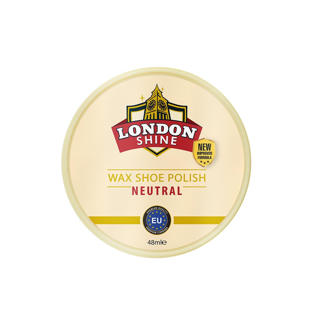 London Shine Wax Shoe Polish Neutral Color - 50 ml / 1.40 oz Tin Pack (For All Color Leather Shoes)