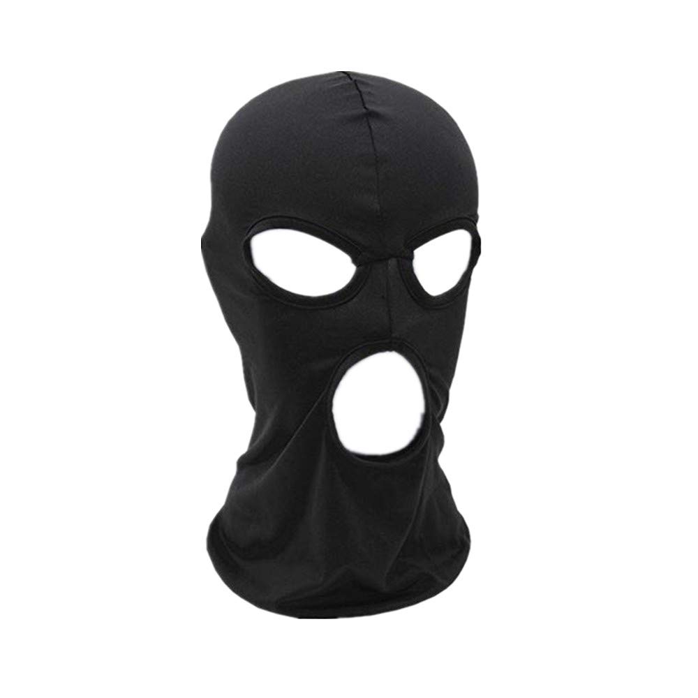 WIN Balaclava Mask,Thin Lycra Three Holes Full Face Mask for Motorcycle Bike Hunting Cycling Cap Ski, Black, One Size