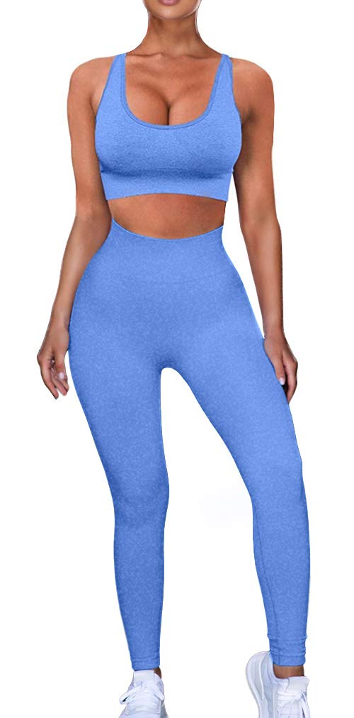 EUYZOU Workout Sets Clothes for Women 2 Piece - High Waisted Leggings Adjustable Straps Sports Bra Yoga Gym Outfits