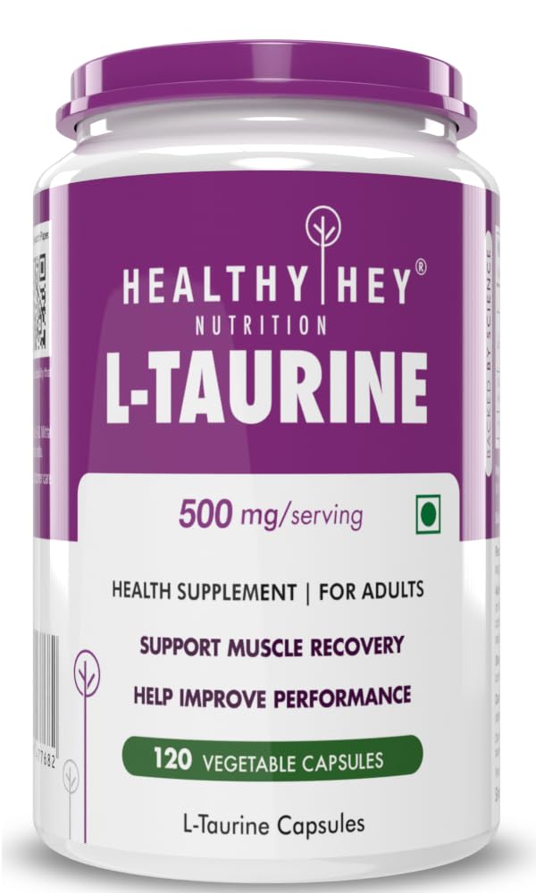 HealthyHey Nutrition L-Taurine - Amino Acid Supplement - 120 Vegetable Capsules