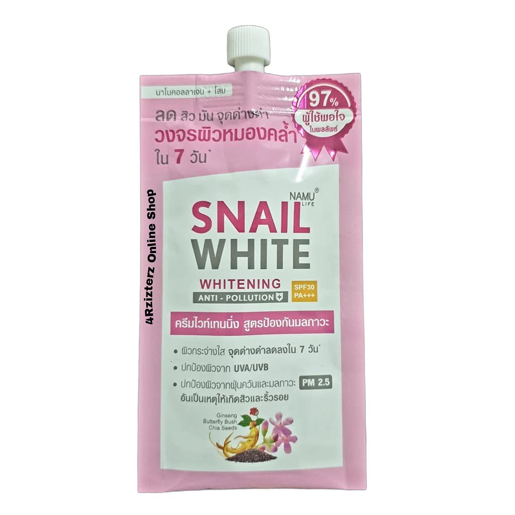 Namu Life SNAIL WHITE THAILAND WHITENING ANTI-POLLUTION Cream SPF30 PA+++ 7ml sachet (1)