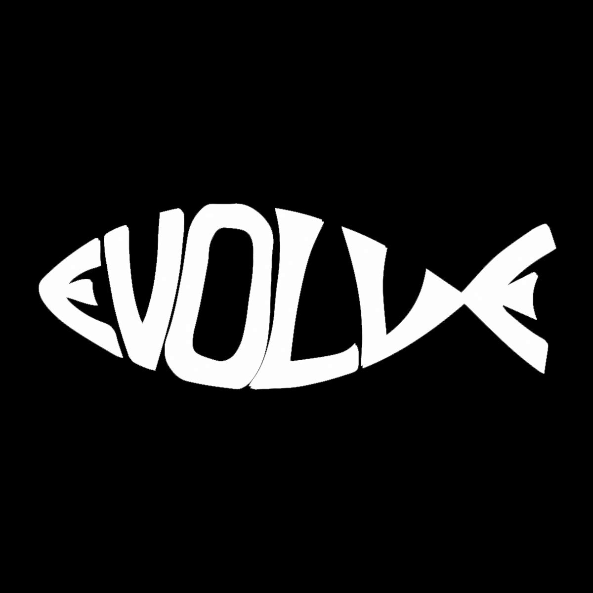 EvolveFISH Word Silhouette Vinyl Decal White 5"