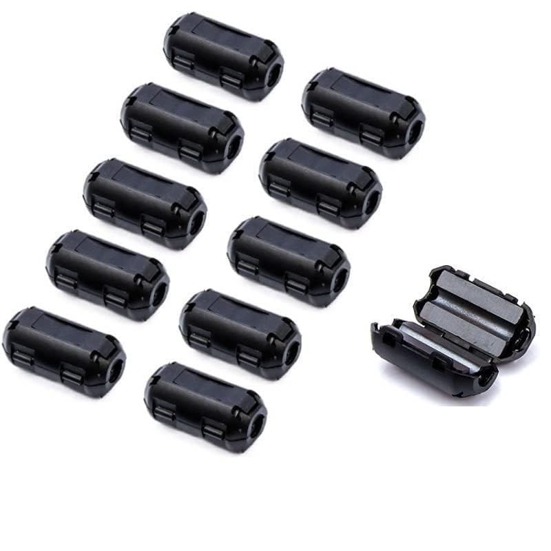 THE WHITE SHOP 10PCS Clip-on Noise Filter，Anti-Interference High-Frequency Ferrite Core Choke Clip for Telephones,Tvs,Speakers,Radio,Audio Equipment Noise Suppressor (5mm Inner Diameter)