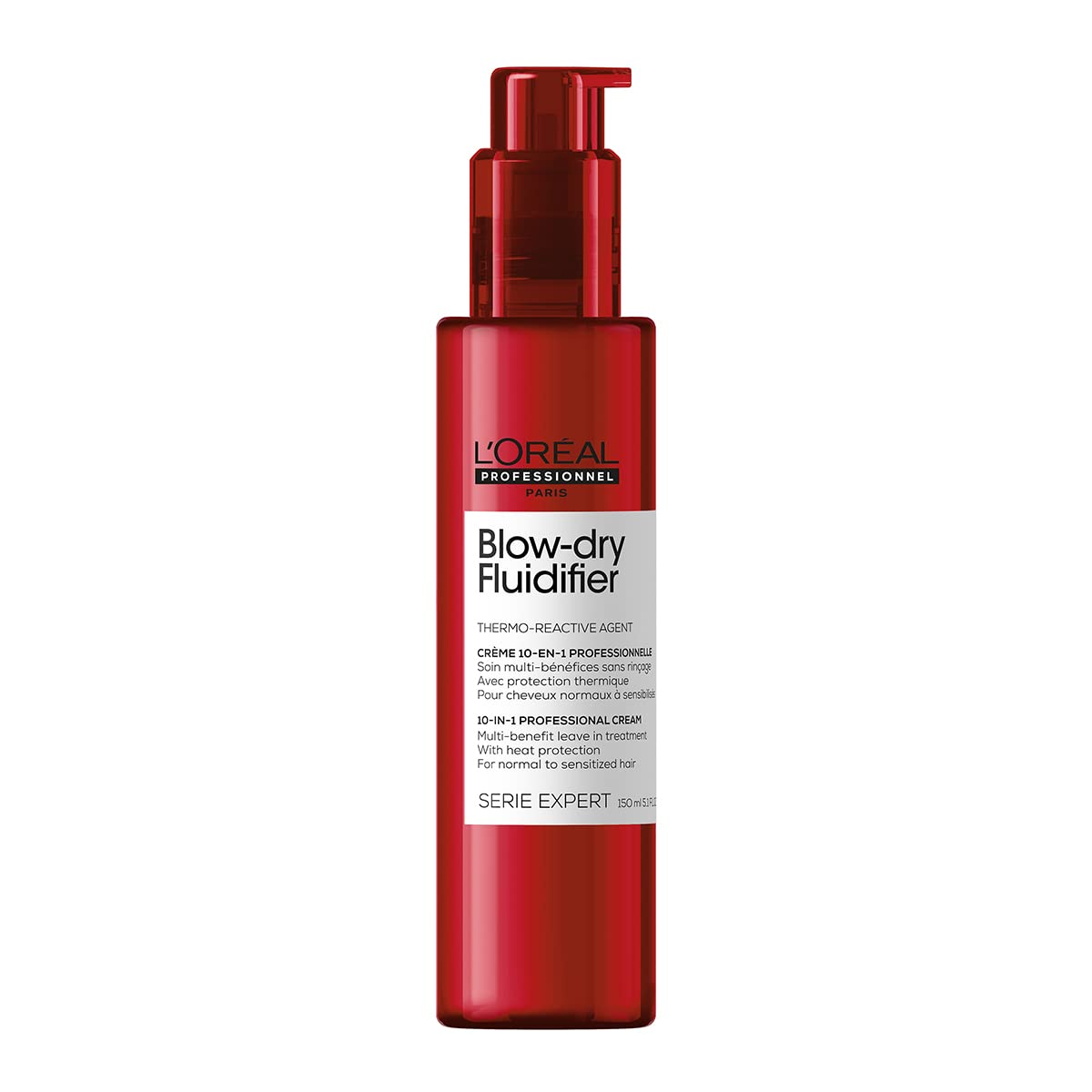 L'Oréal Professionnel Multi-Benefit Blow-dry Cream, With Heat Protection, Serie Expert Blow-Dry Fluidifier, 150 ml