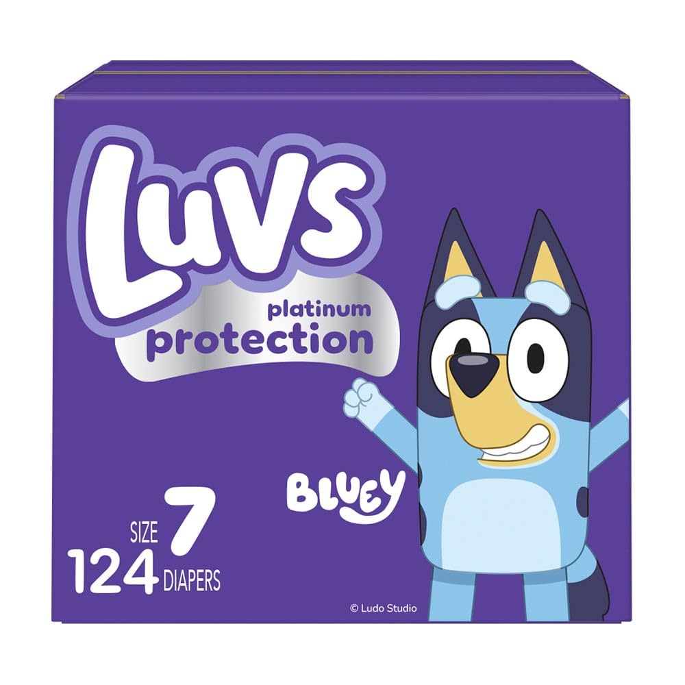 Luvs Diapers - Size 7, 124 Count, Bluey Disposable Baby Diapers