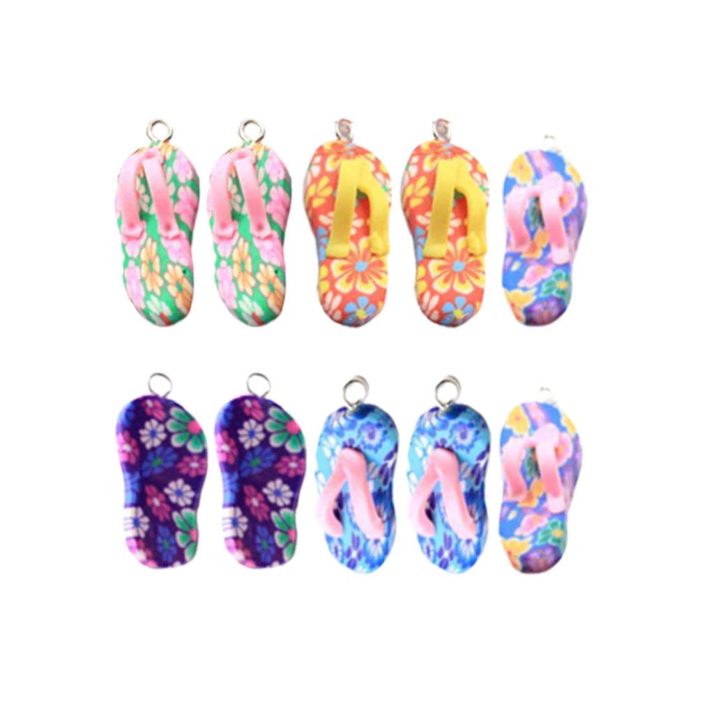 TENDYCOCO 10pcs DIY Keychain Charms Mini Flip Flop Pendants Decorative Jewelry Making Tiny Pendants for Earring Bracelet Cell Phone Projects (Assorted Color)