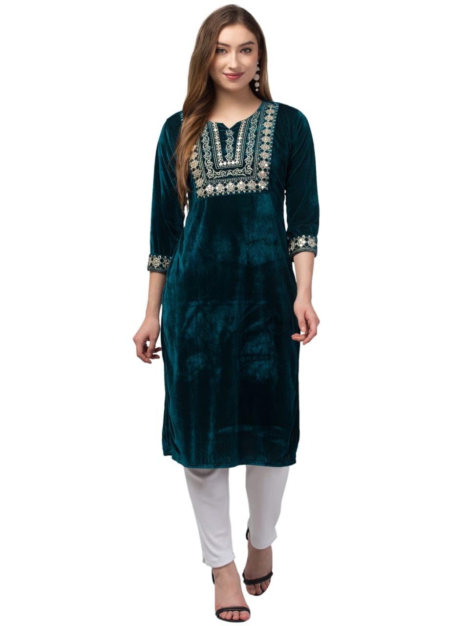 Falak collationWomen Embroidered Design Velvet Kurti