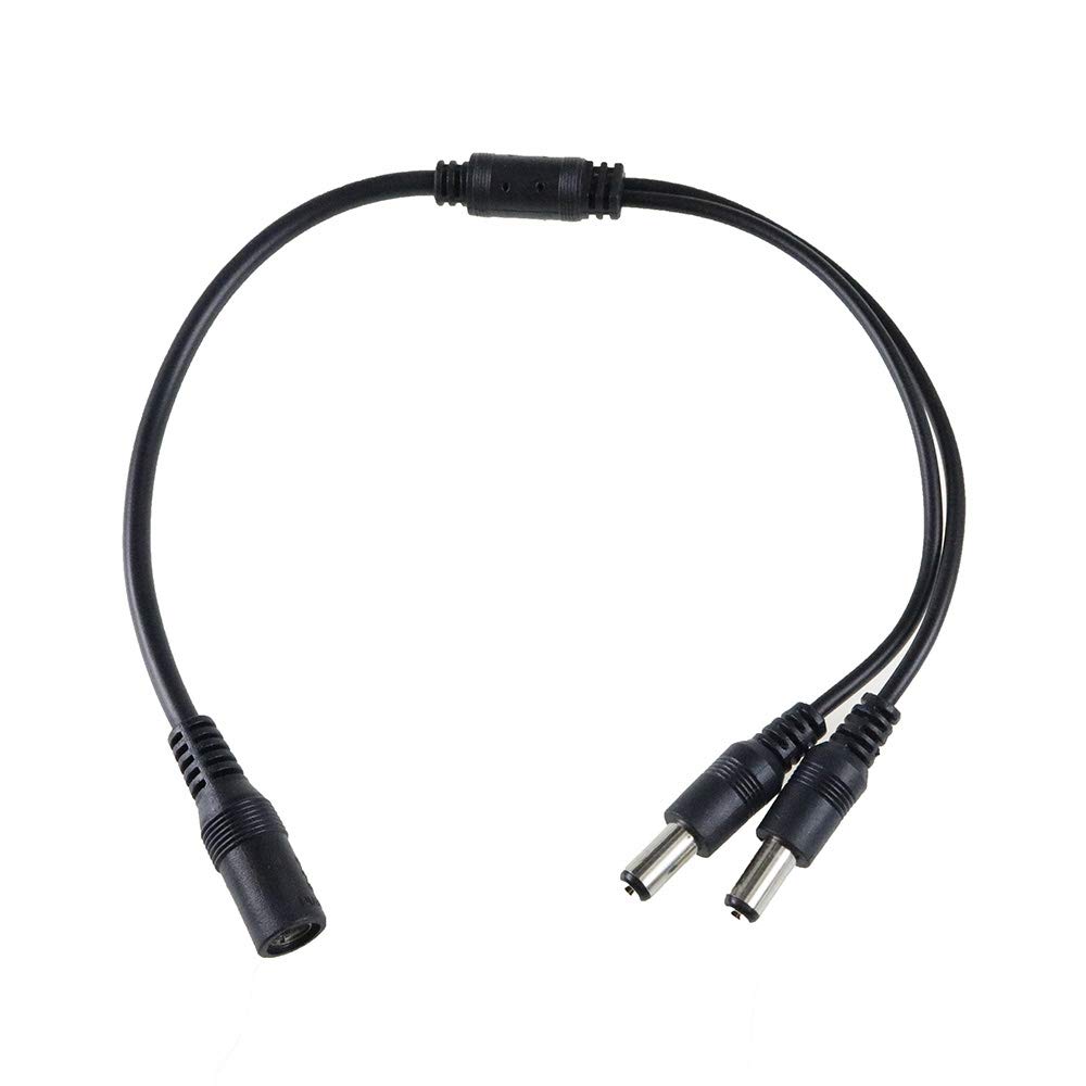 Decdeal 1 Female to 2 Male Splitter 2 Way Plug Cable Connector 5.5mm * 2.1mm 12V DC Adapter for CCTV Camera L-ED Strip