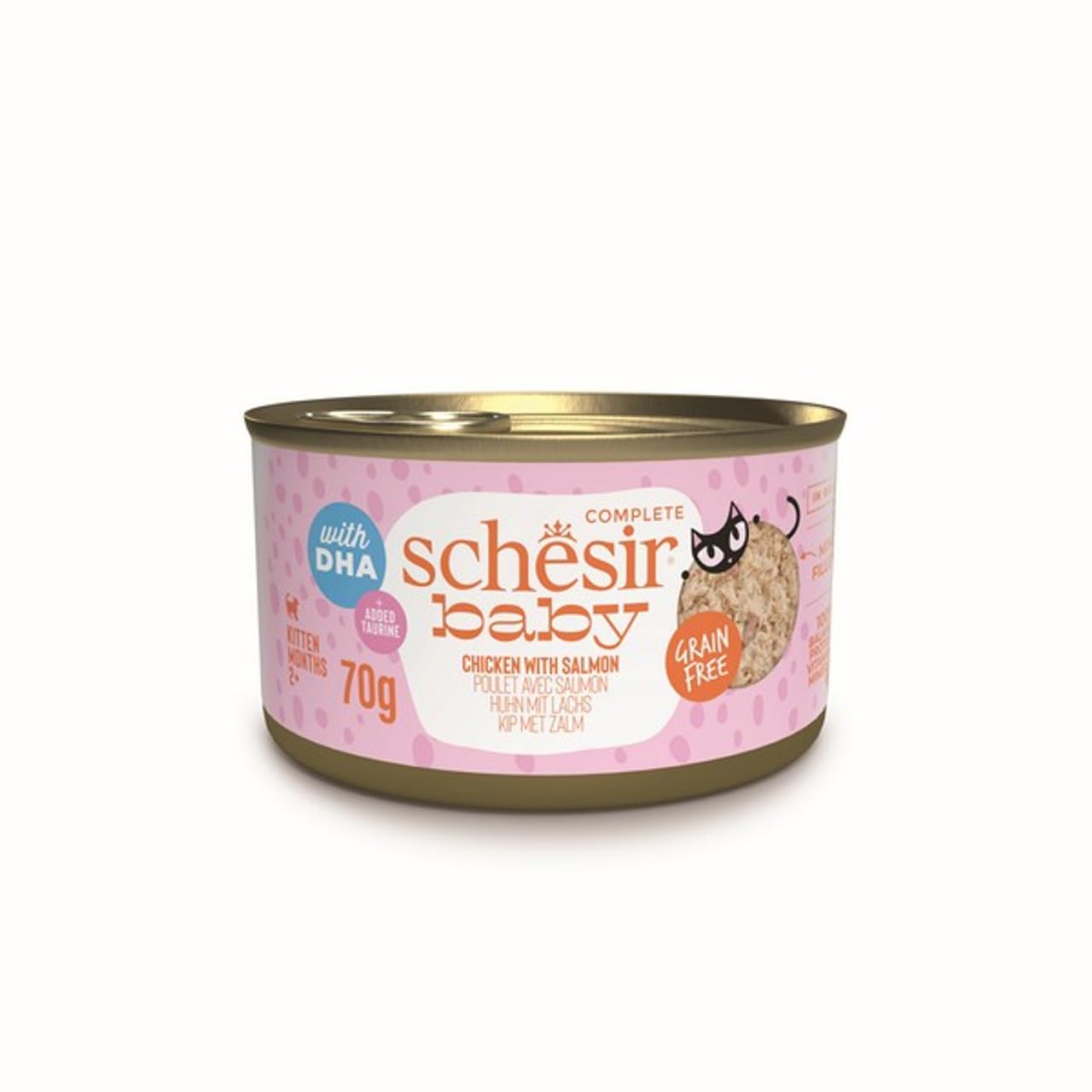 Schesir Baby Wholefood Complete Kitten Cat Food Chicken & Salmon Grain Free 70g x 12 Pack