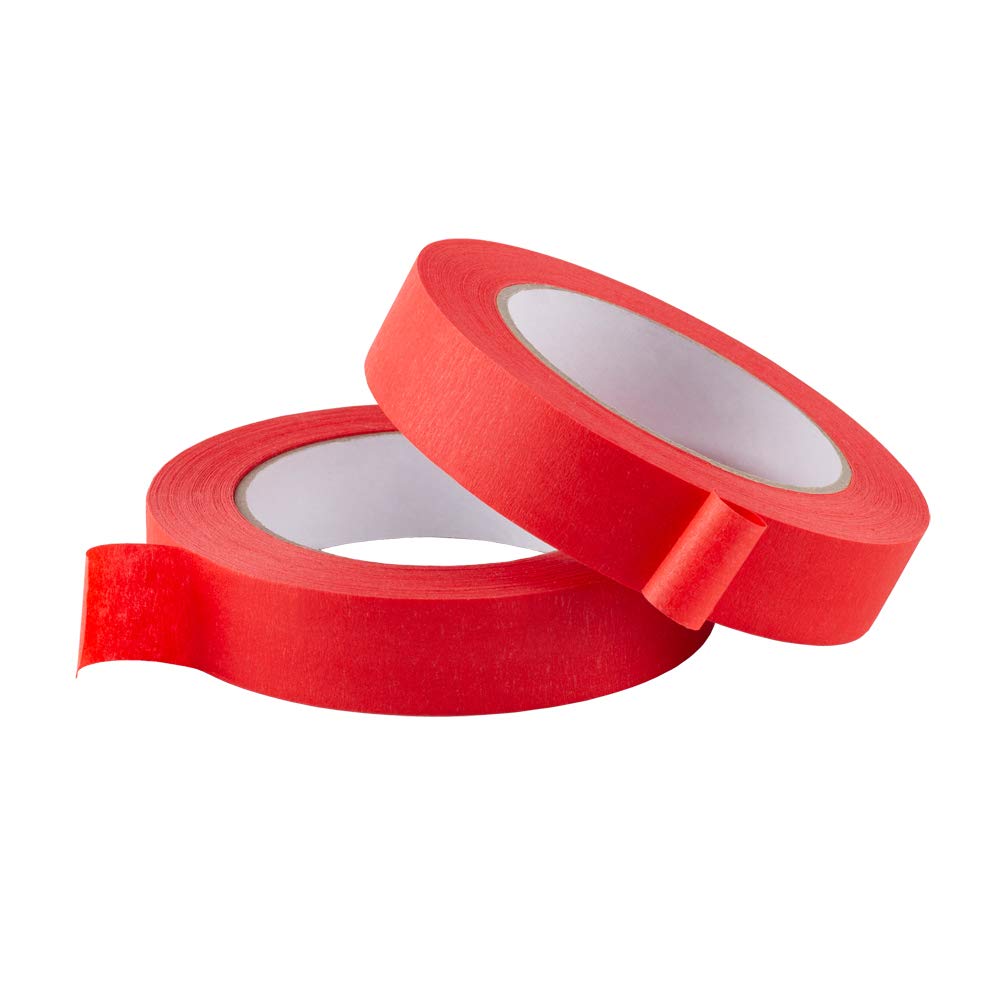 LICHAMP 2 Pack Red Painters Tape 1 inch, Red Masking Tape 1 inch x 55 Yards x 2 Rolls (110 Total Yards)