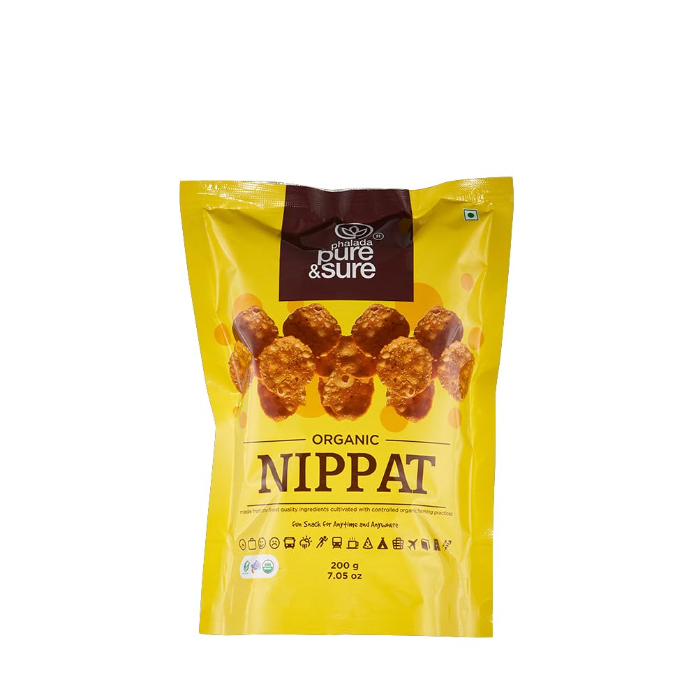 Pure & Sure Organic Nippattu 200gm (Pack of 1)| Tradtional South Indian Snacks | Ready to Eat Healthy Tea Time Snacks | No Artificial Flavours & Preservatives