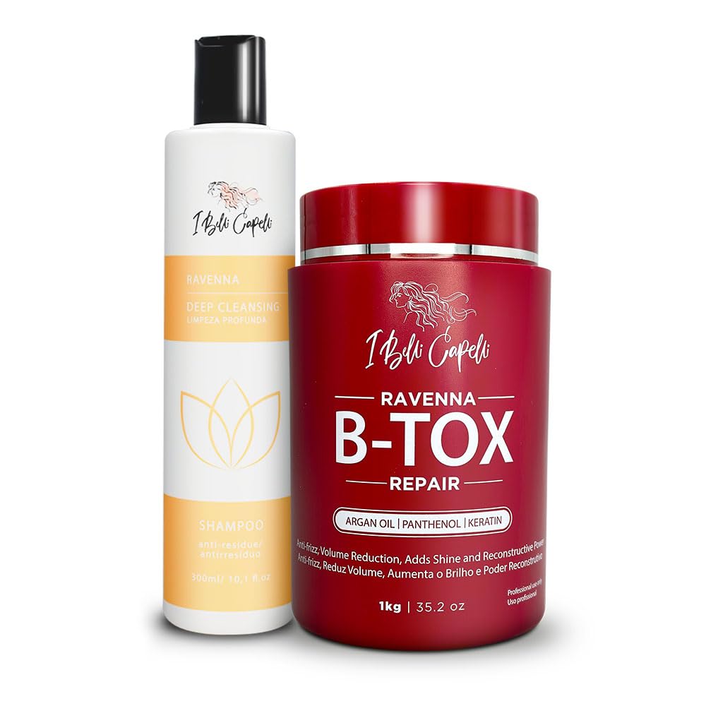 I Belli Capelli Ravenna Kit Btox Mask Repair 1kg/35.02 oz+ Anti-Residue Shampoo 300ml/10.1 fl.oz