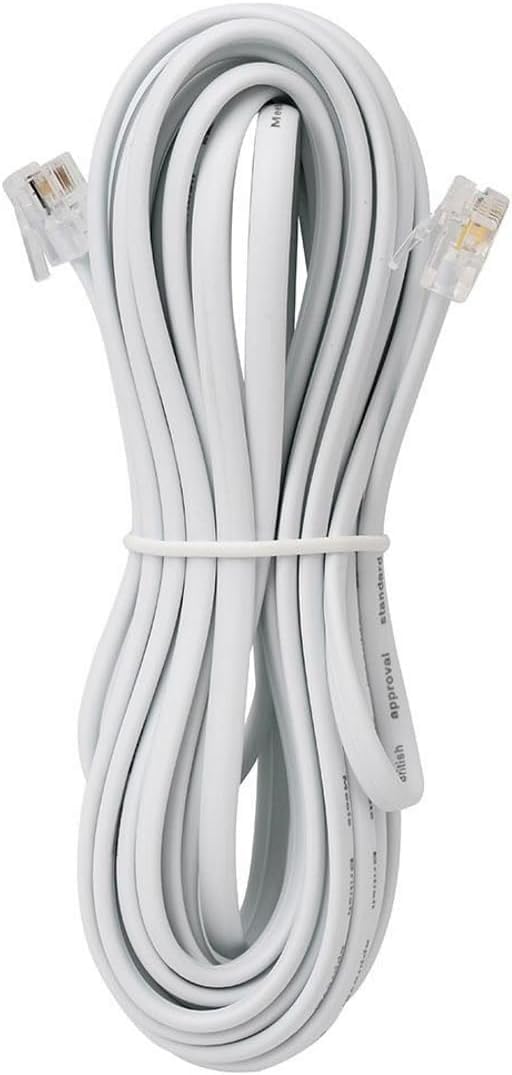 Melfi™ USA/USA Type Telephone Extension Cord 5-Meter with 4 Core Telephone Cable (White)