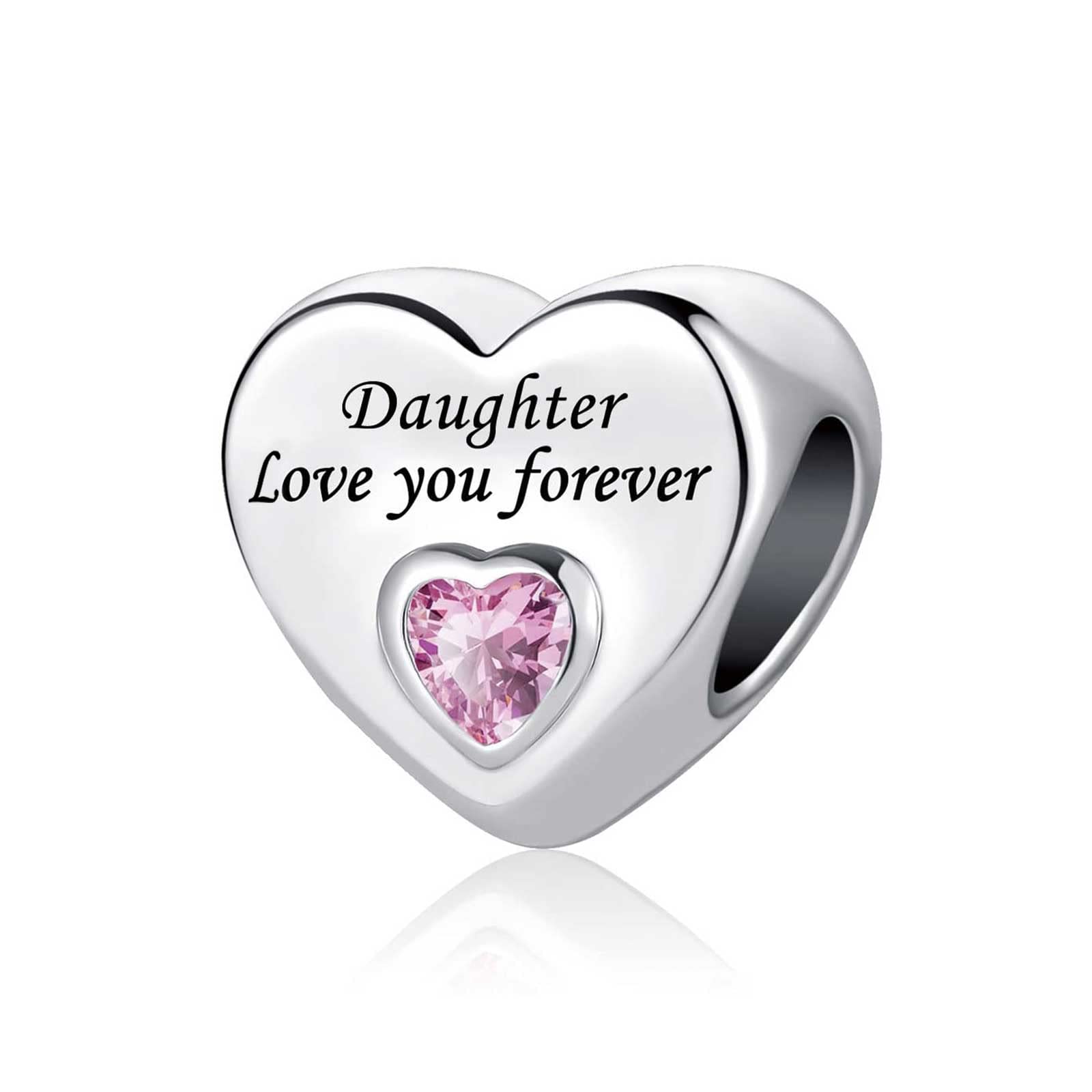 KunBeadJewelry Women Girls Love You Forever Heart Birthday Bead Charms for Mum Sister Grandma Daughter Auntie Wife Dad