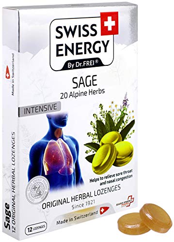 Swiss Energy, Sage, 20 Alpine Herbs, original herbal lozenges (12 lozenges)