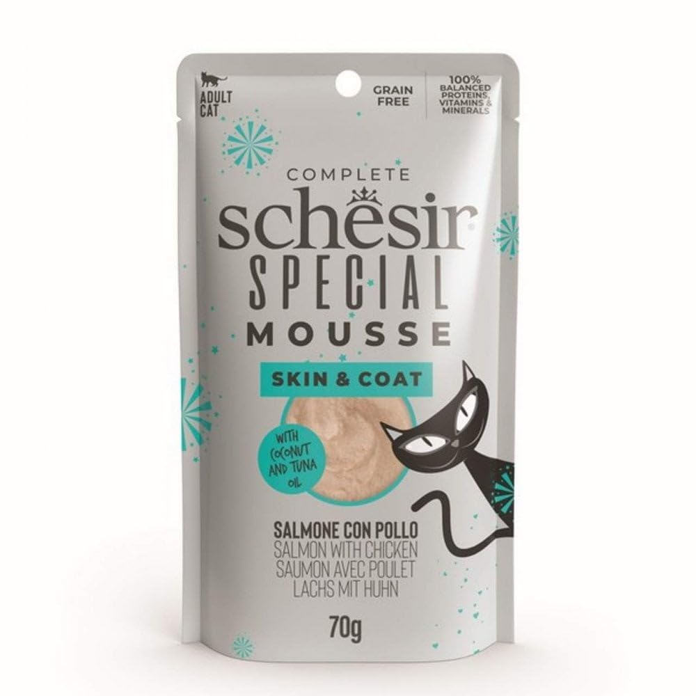 Schesir Special Skin and Coat Salmon With Chicken In Mousse Cat Food Pouch 70 g