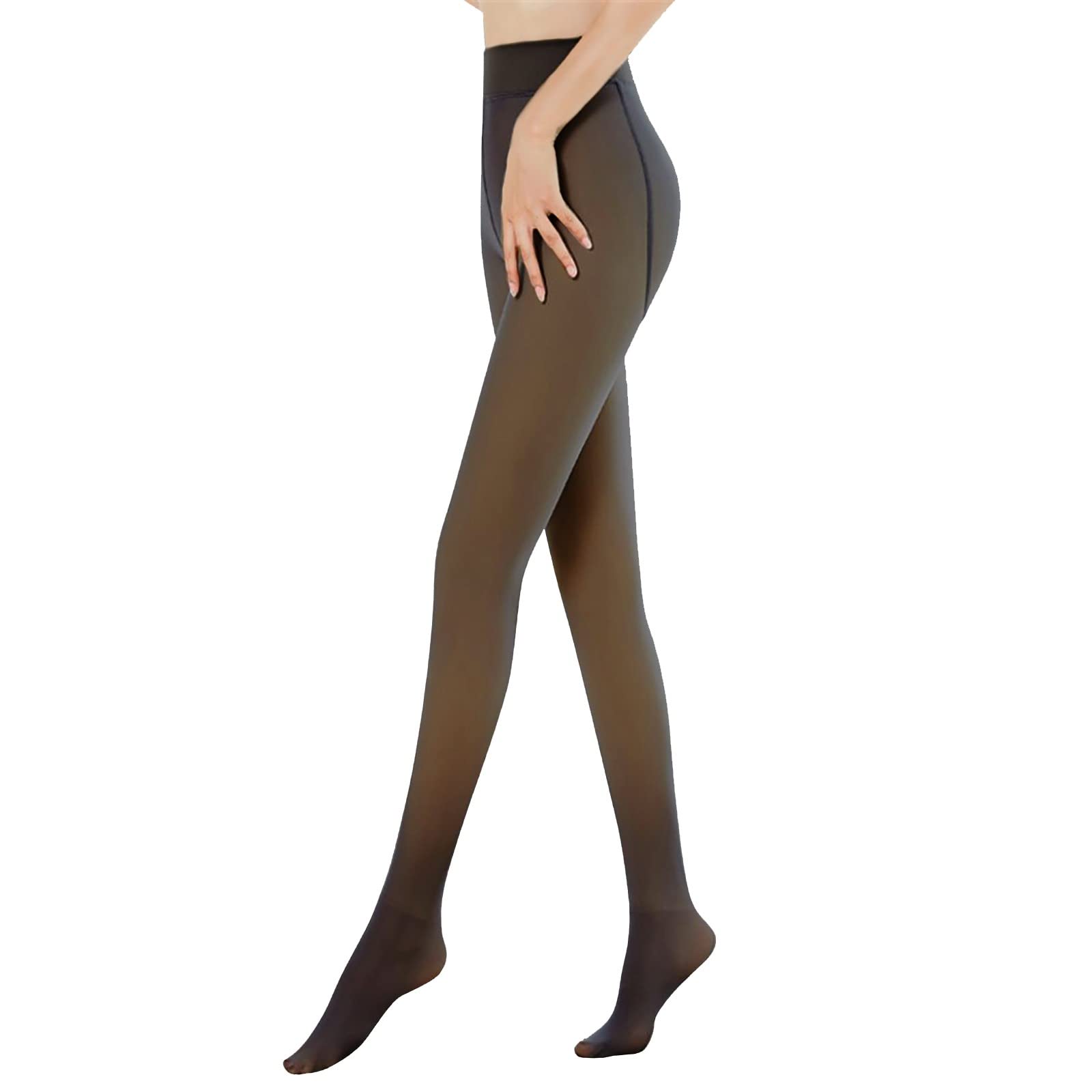 PuimentiuaWomens Thermal Fleece Tights Translucent Slim Stretch Leggings Winter High Waisted Pantyhose