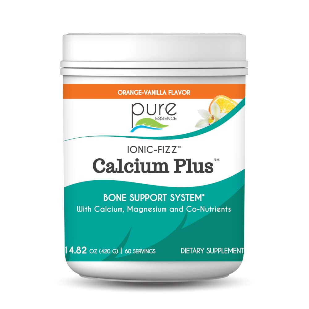 Ionic Fizz Calcium Plus by Pure Essence - Perfect Calcium/Magnesium Ratio with Vitamin A, B, C, D and Potassium Strong Bones - Orange Vanilla - 14.82 oz