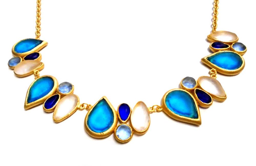 Michael Vincent Michaud- Glass "Multi Tear Drop Bib Necklace"