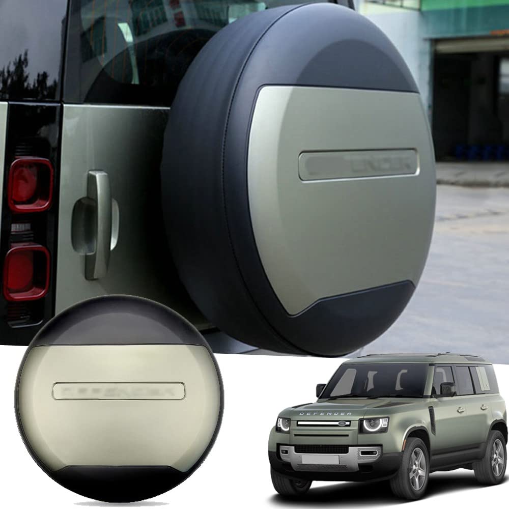 Car Rear Spare Tire Protective Cover for Land Rover Defender 90 110 130 2020-2023, Spare Tyre Cover for Land Rover Defender with Letter, ABS Car Trim Cover with Logo(Pangu Green)