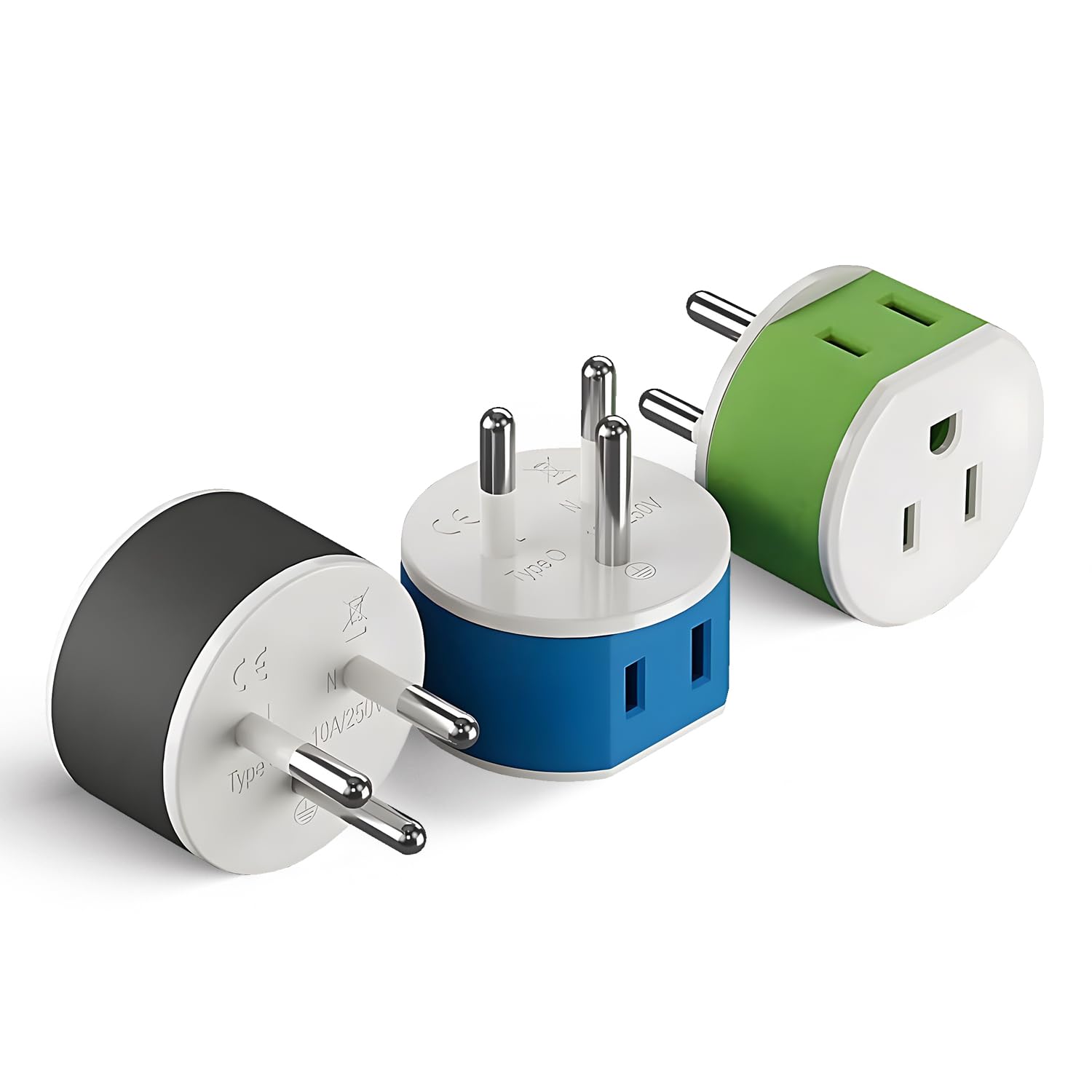 OREI Thailand Power Plug Adapter with 2 USA Inputs - Travel 3 Pack - 2 x Type O, 1 x Type C (US-18) Safe Grounded Use with Cell Phones, Laptop, Camera Chargers, CPAP, and More