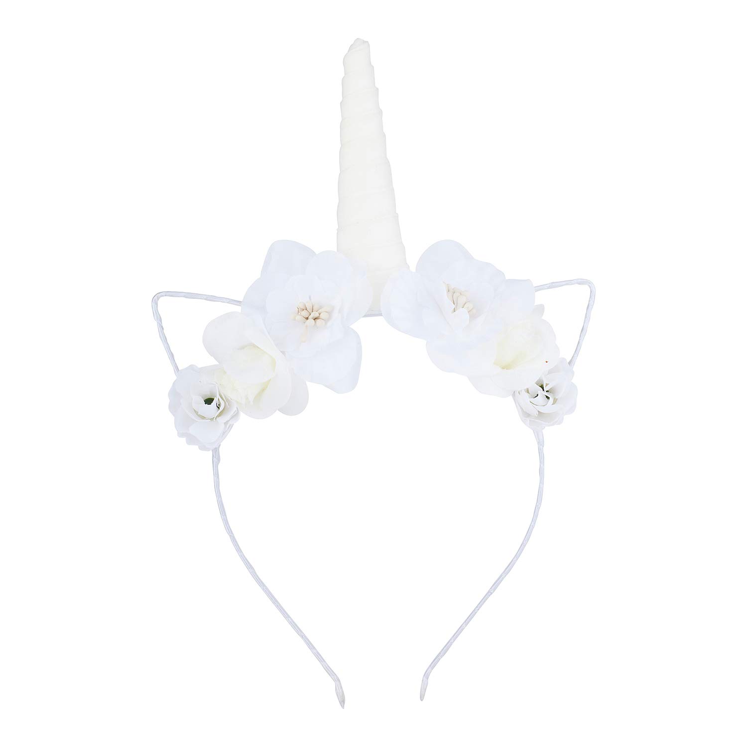 LUX ACCESSORIES White Unicorn Floral Wire Cat Ears Cute Girls Fashion Headband, Small