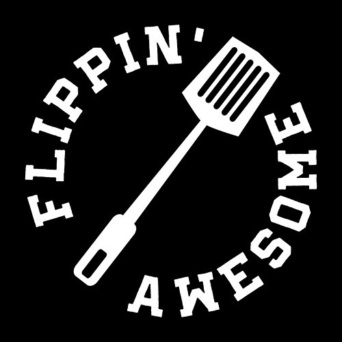 Flippin' Awesome Grill Vinyl Decal Sticker | Cars Trucks Vans SUVs Windows Walls Cups Laptops | White | 5.5 x 5.5 Inches | KCD2169