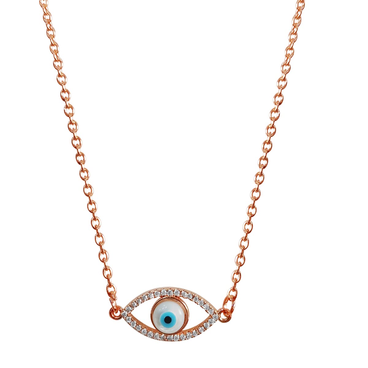 ShubhanjaliEvil Eye Mother of Pearl Equisite Pendant Eye for Women and Girls -Rose Gold,Alloy