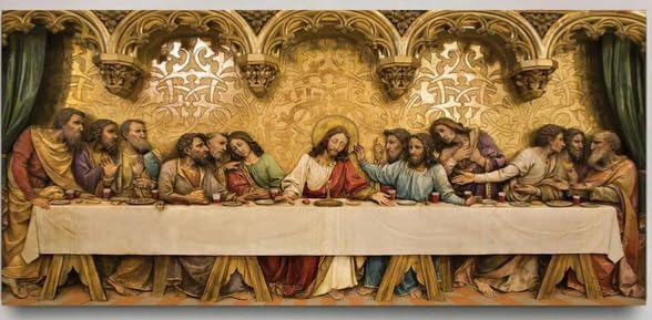 Canvas Wall Art Poster,The Last Supper Vintage Painting,Canvas Oil Painting Wall Decoration,Art Wall Painting For Living Room Bedroom Bathroom Office Hallway Kitchen Wall Decoration,No Frame,50x100cm