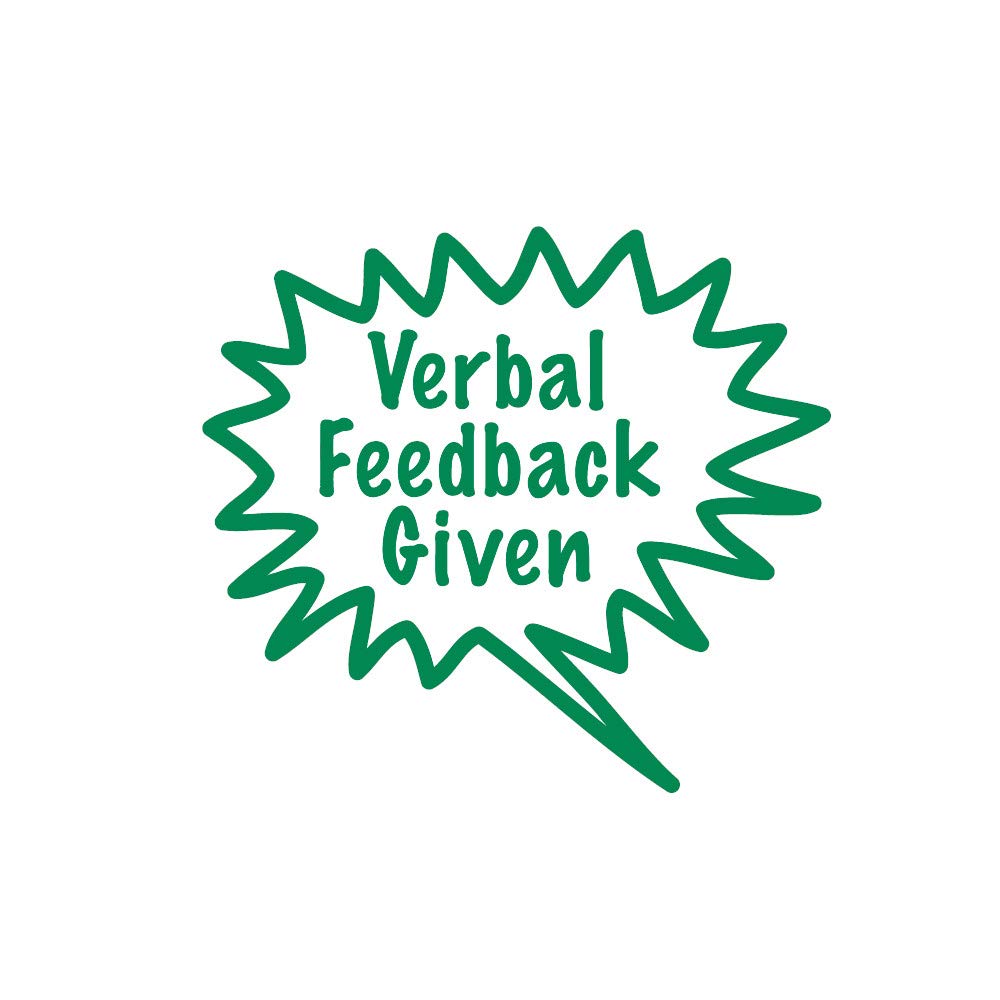 SuperStickersStamper Solutions Verbal Feedback Given Pre-Inked Stamper, Green, 25mm