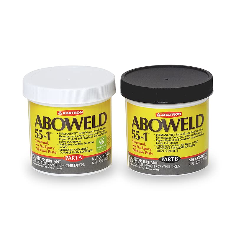 AbatronAboweld 55-1 2- Part Structural Epoxy Paste - Concrete Crack Filler - Cement and Concrete Repair - Masonry - Strong Concrete Adhesive - Light Gray