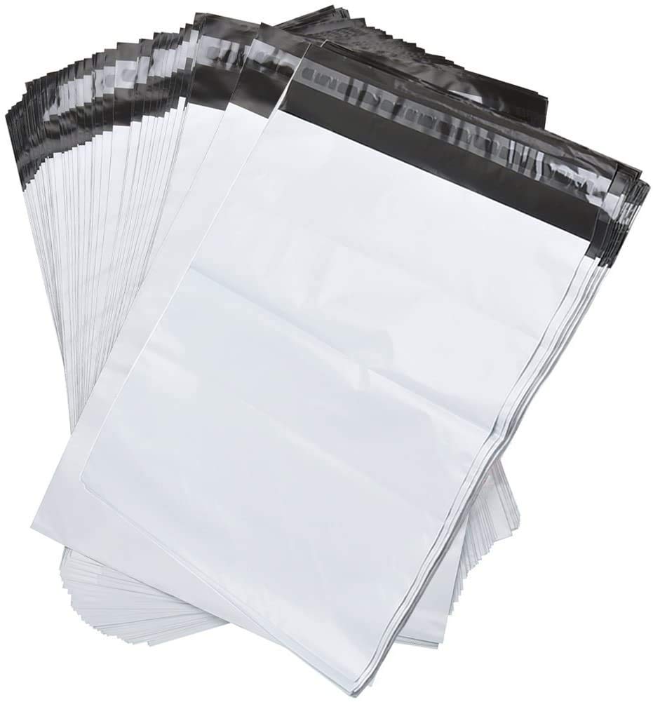 SJPACK 200pcs 14.5x19 Poly Mailers 2.5 Mil Envelopes Shipping Bags with Self Sealing Stripe,White Poly Mailers