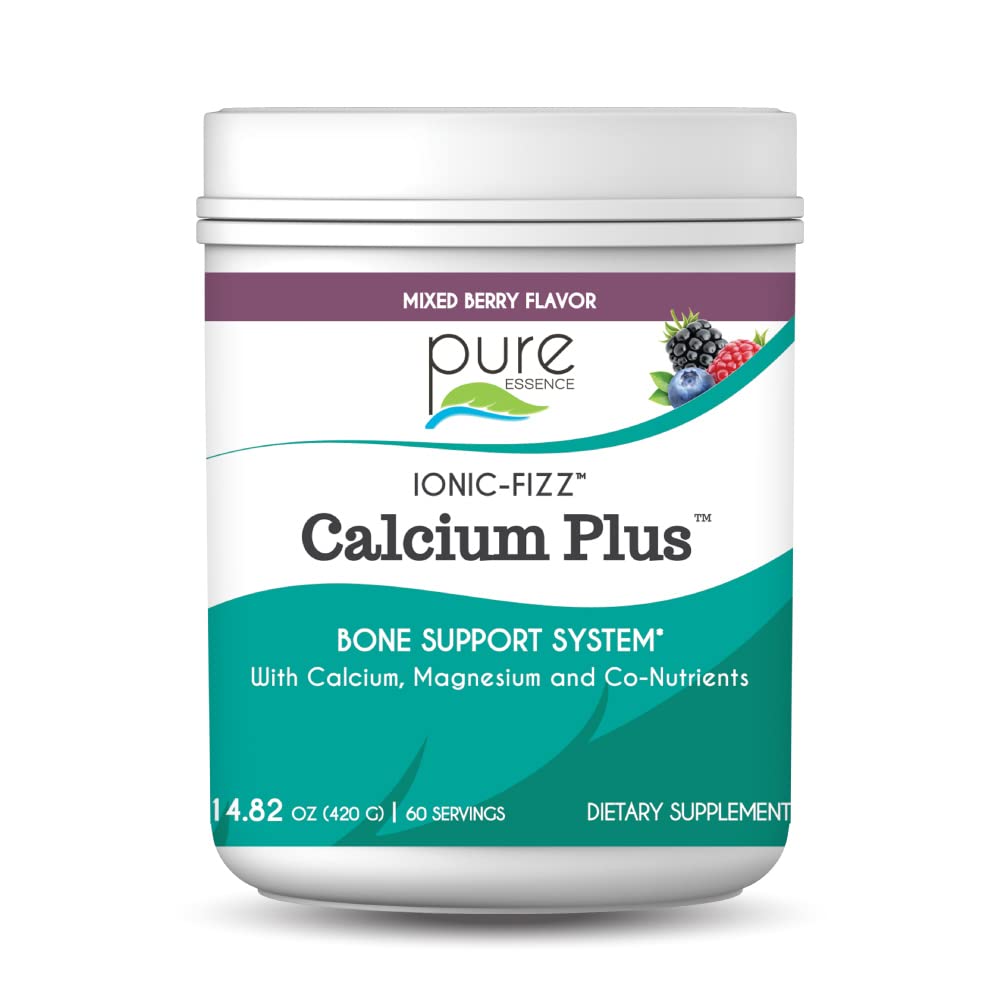 Ionic Fizz Calcium Plus by Pure Essence - Perfect Calcium/Magnesium Ratio with Vitamin A, B, C, D and Potassium Strong Bones - Mixed Berry - 14.82 oz