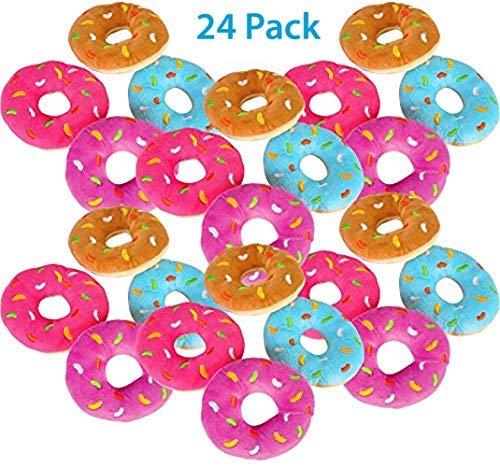 Bulk 24 Plush Donuts, Donut Party Supplies Decorations 5" Stuffed Donut with Sprinkles | Donut Toys in Assorted Colors (24 Pack)