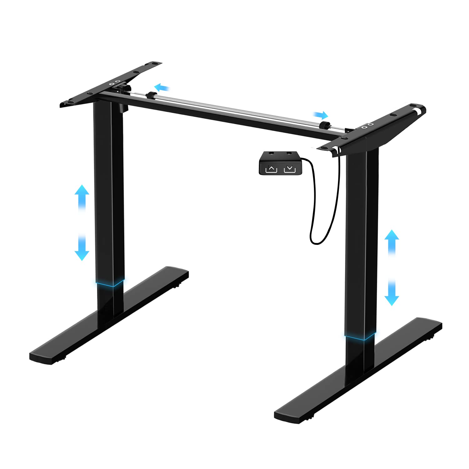 Electric Height Adjustable Standing Desk Frame, Sit Stand Desk Workstation, Ergonomic Workplace with Collision Protection, Memory Control and Soft Start/Stop Function, Bis 80kg