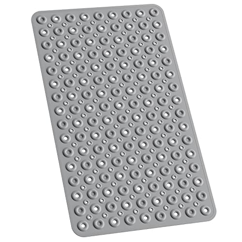 XIYUNTE Bathtub Mat Non Slip - 28 X 16 Inches Bath Mats for Tub Shower, Quick Drying Bath Tub Mat with Suction Cup, Donut Shape Shower Non Slip mat Foot Massage, Machine Washable, Grey