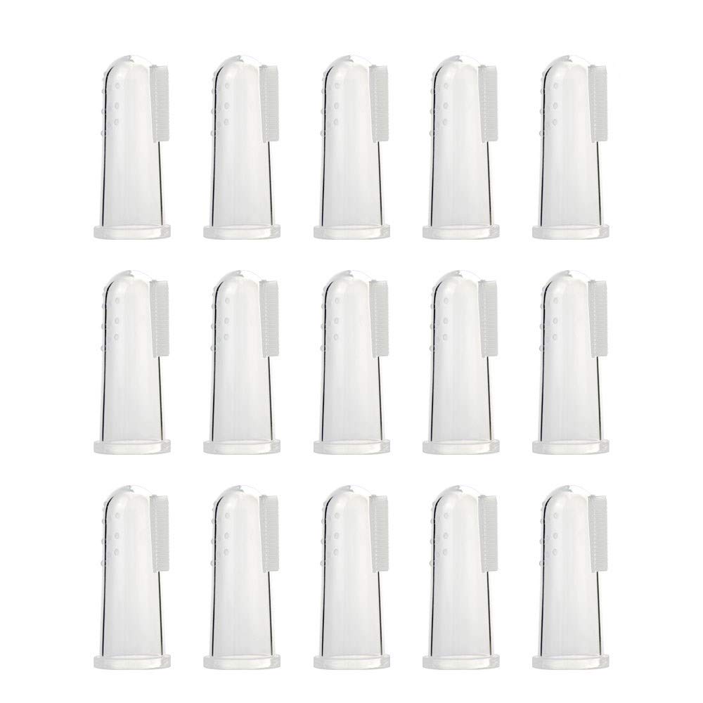 Locisne 15pcs Soft Silicone Pet Finger Toothbrushes, Dog Tooth Cleaner Brush Dog Cat Teeth Cleaning Dental Care for Dogs Cats