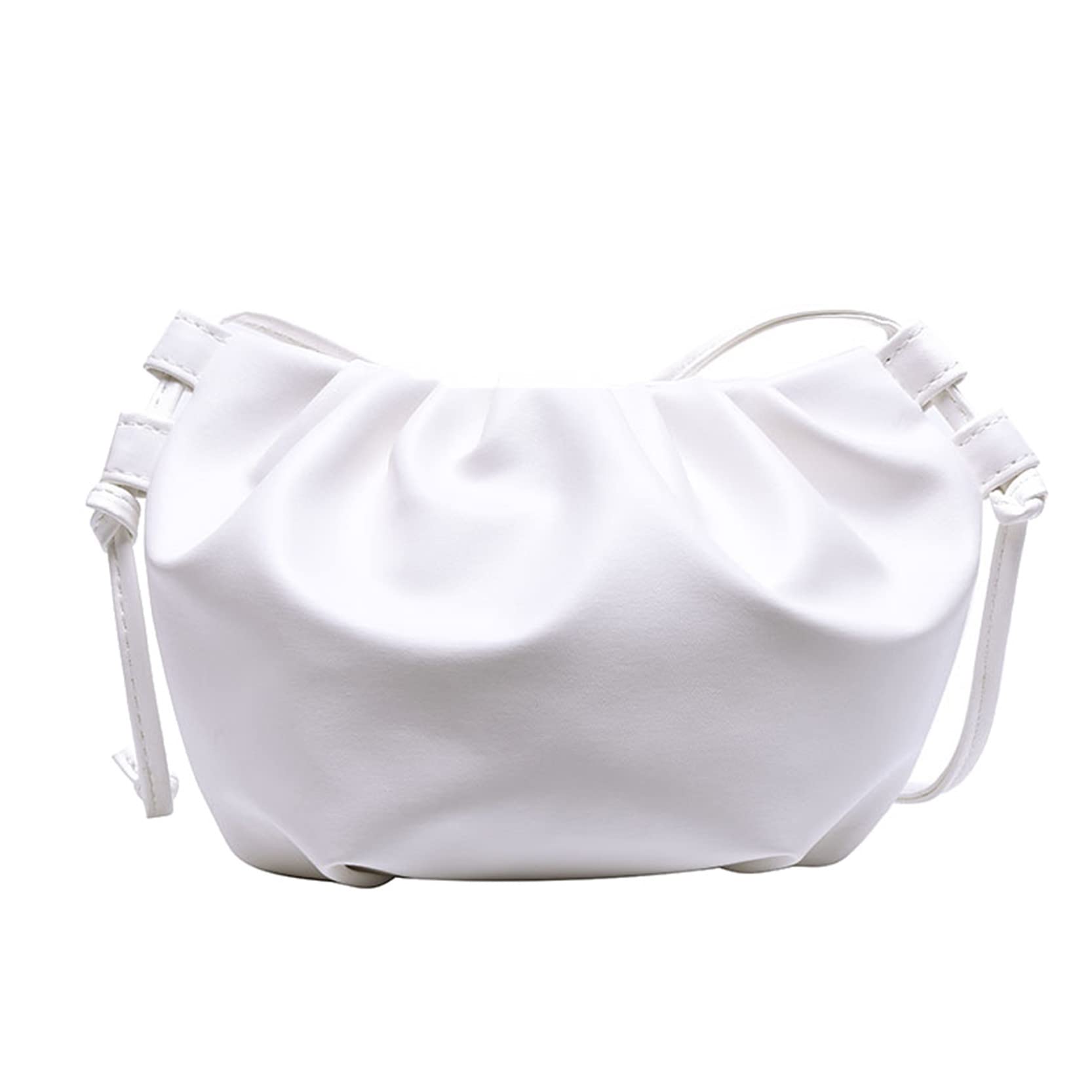 EMFGJ Women's Dumpling Handbag Cloud Shaped Crossbody Shoulder Bag Simple Soft Clutch Purse Women Gift,White