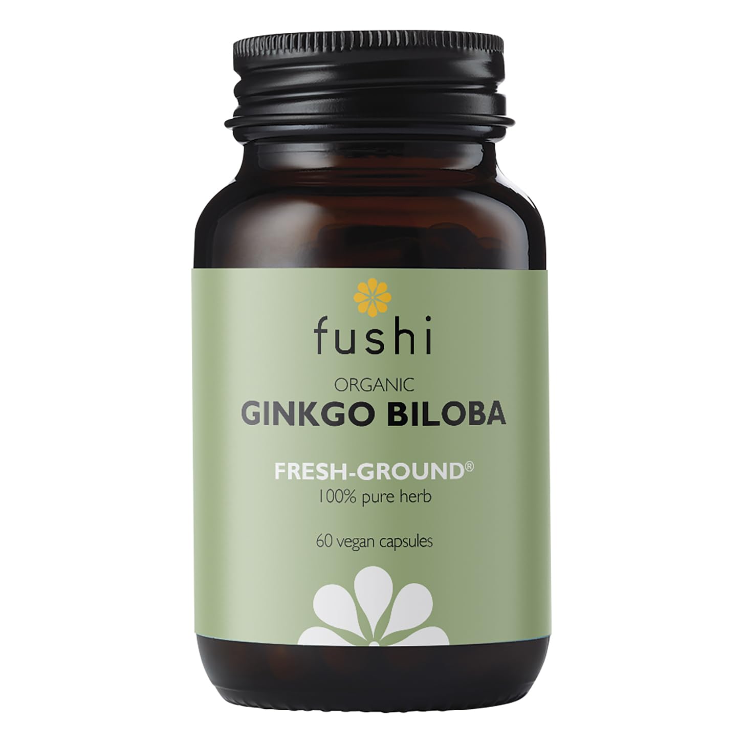 Fushi Organic Ginkgo Biloba Capsules, 60 Caps | Fresh-Ground Whole Food | Memory Boosting Properties | Ethical & Vegan | Made in the UK, Packaging may vary