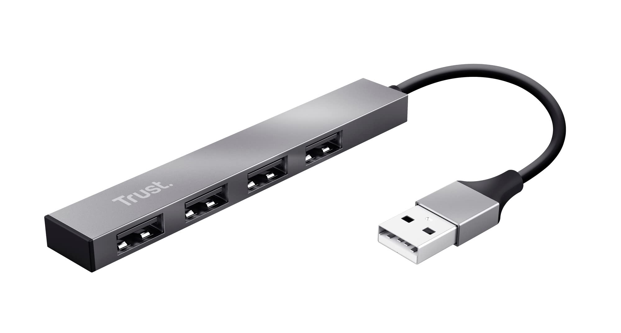 Trust 23786 Halyx Aluminium 4-Port Mini USB 2.0 Hub for PC, Laptop, Mac - Silver