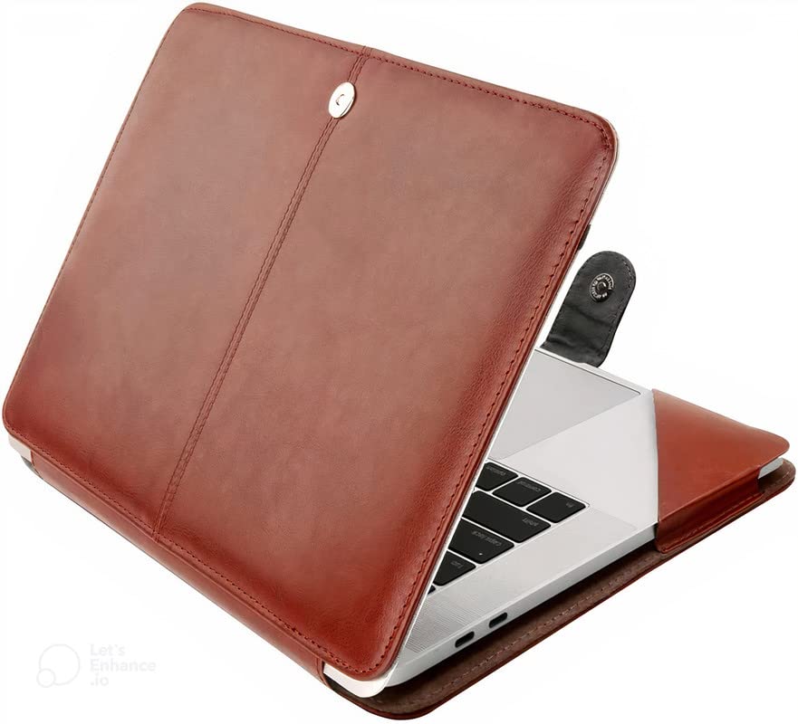 Flausen Protective Genuine PU Case Cover for Laptop (Alienware AWm15-7806SLV-PUS, Brown)