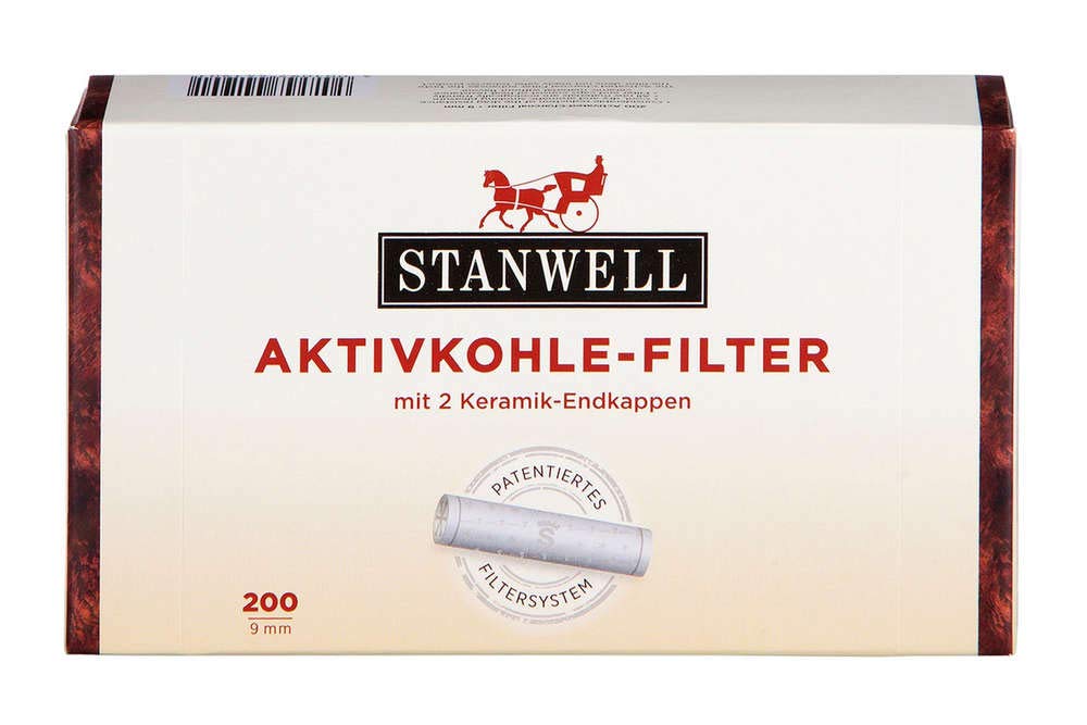 StanwellActivated Carbon Filters 9 mm-Patented System for Maximum Smoking Enjoyment-Pack of 200, Ceramic, Grey, Medium