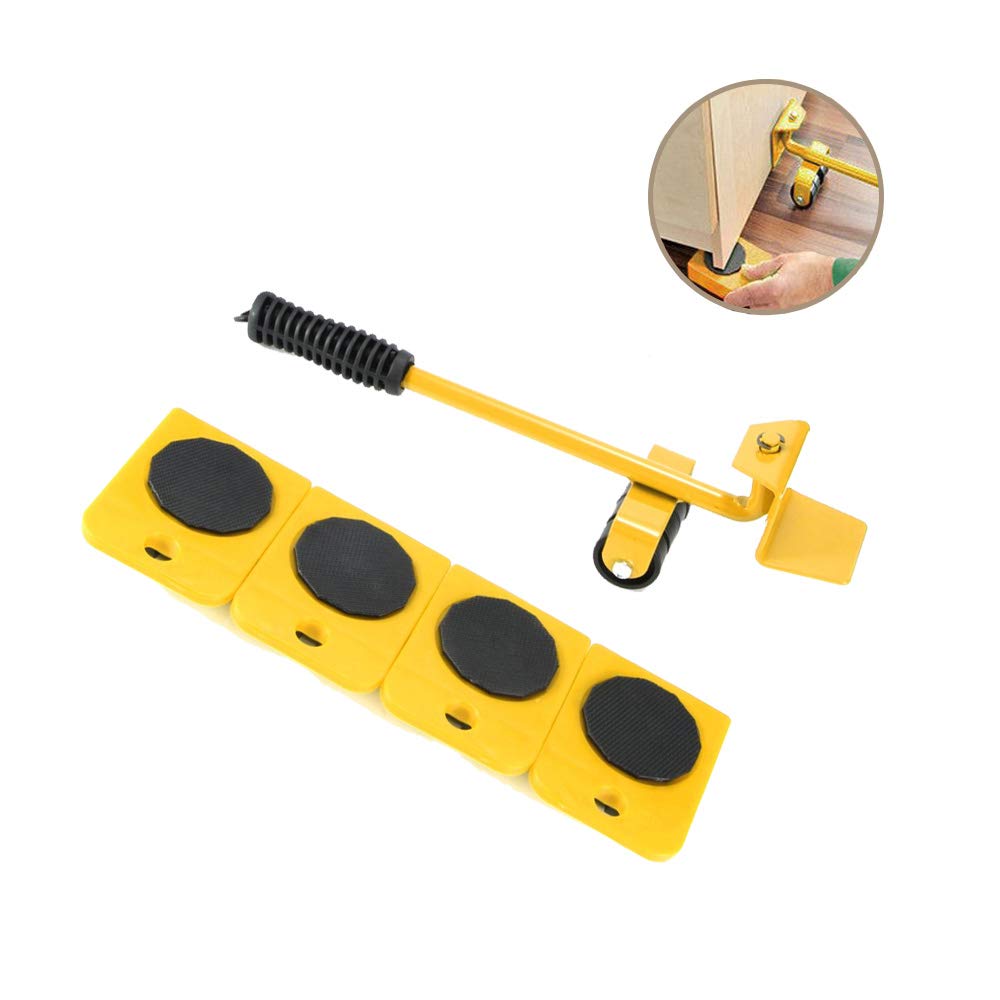 OnerbuyFurniture Lifter with 4 Pack Moving Sliders Heavy Furniture Roller Move Tools Max Up for 150KG/330 LB, 360 Degree Rotatable Pads (Yellow)