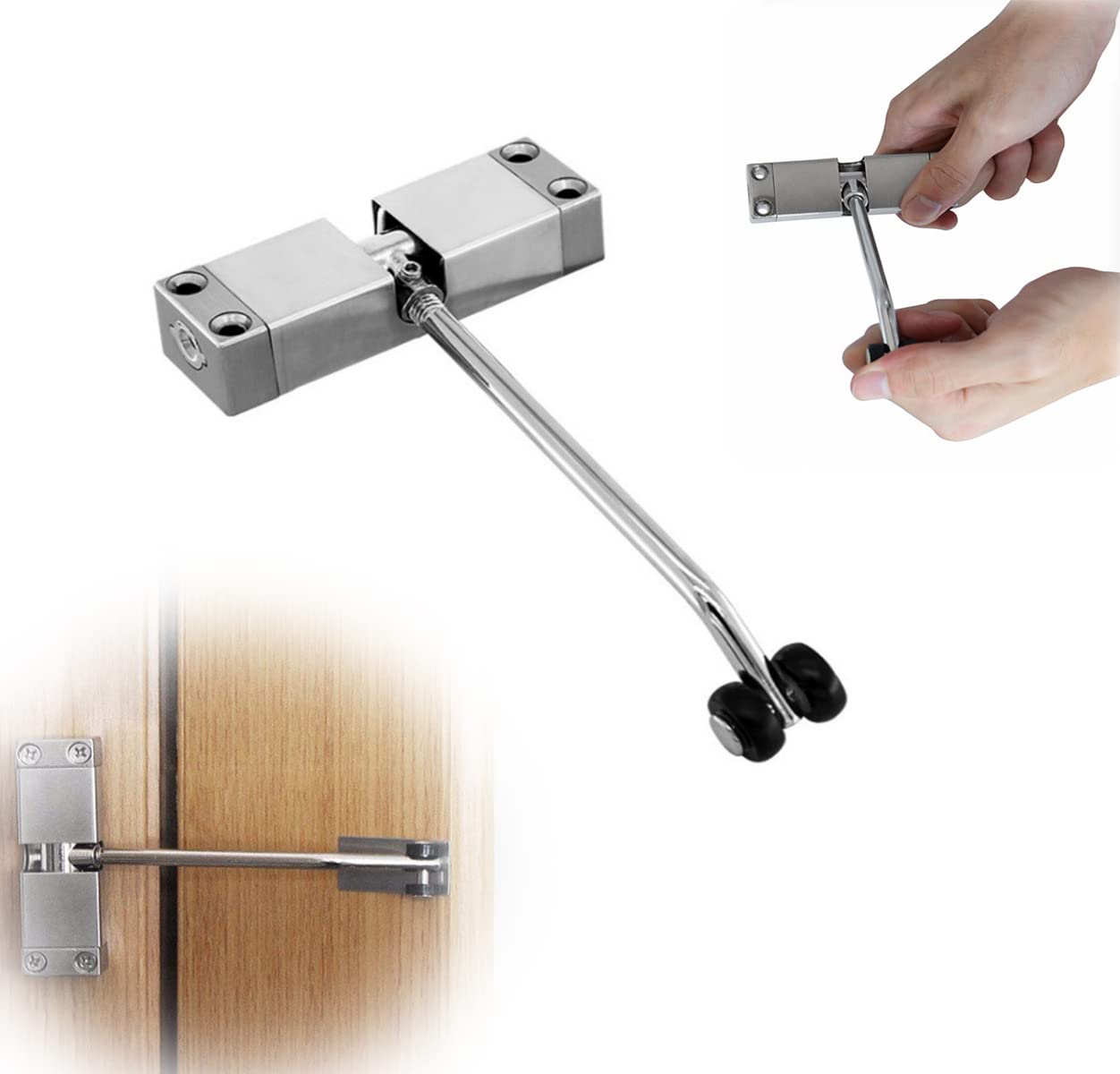 SYOSIAutomatic Door Closer, Stainless Steel Door Closing Controller for Residential Commercial Use,Adjustable Closing Speed System